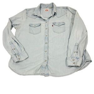 Levi Strauss & Co. Men's light blue Western classic fit snap shirt size XL 15-16